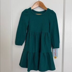 Cat & Jack Green Waffle Knit Long Sleeve Dress